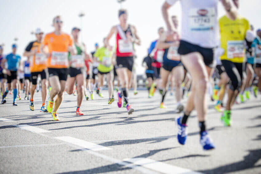 marathon runners in the city