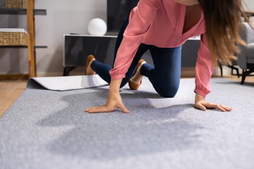 Woman Carpet Stumble Accident And Falldown In House