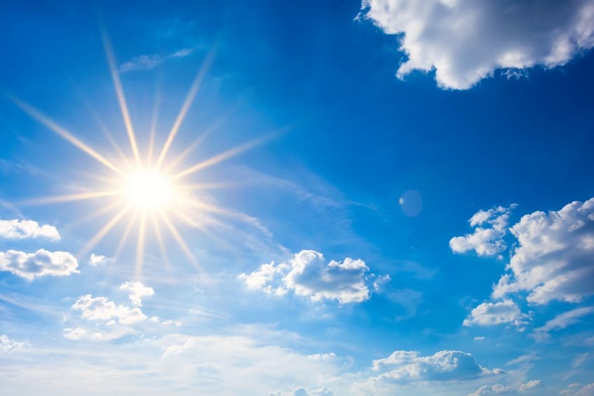 blue sky with sun