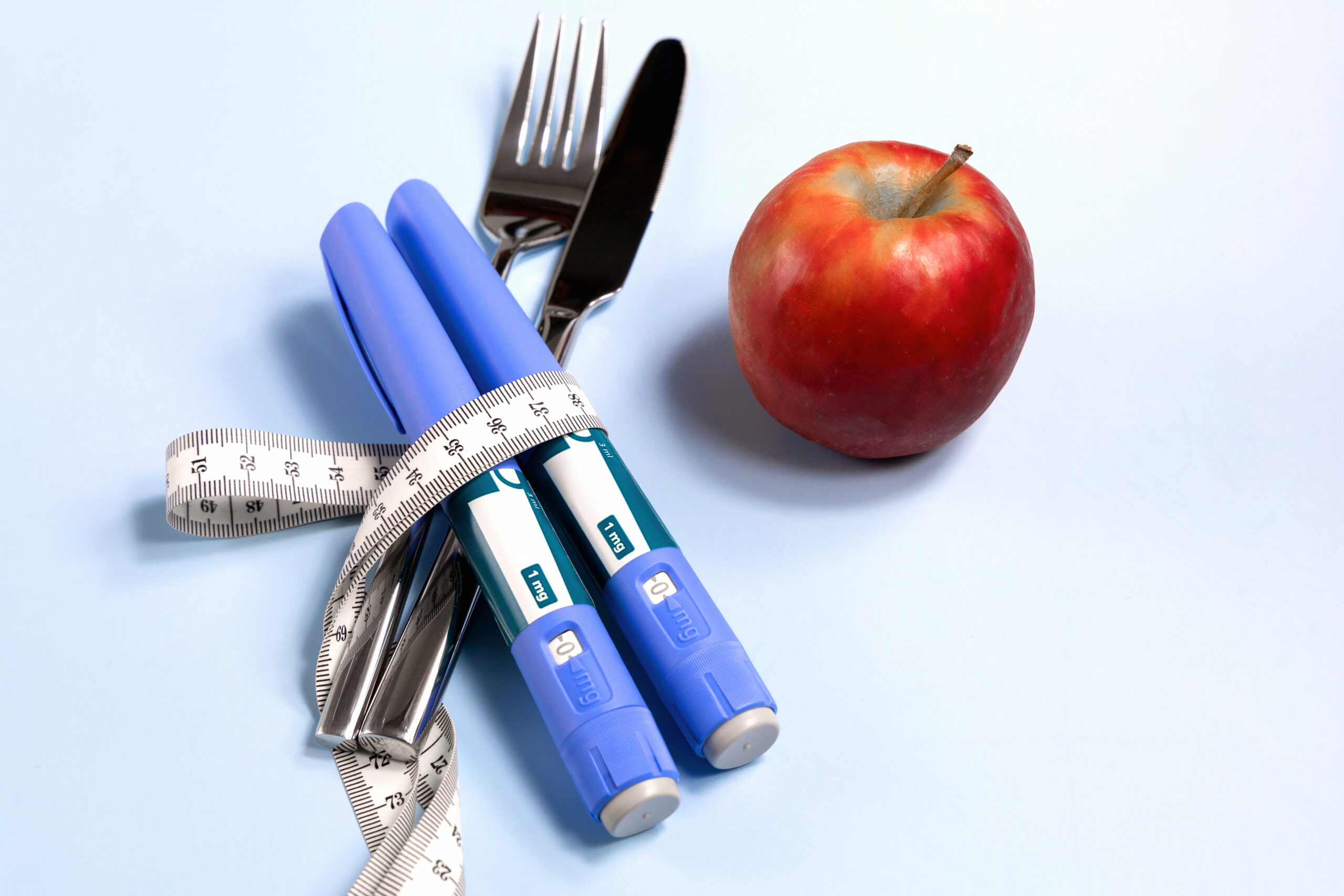 Concept of losing weight with Ozempic. High quality photo